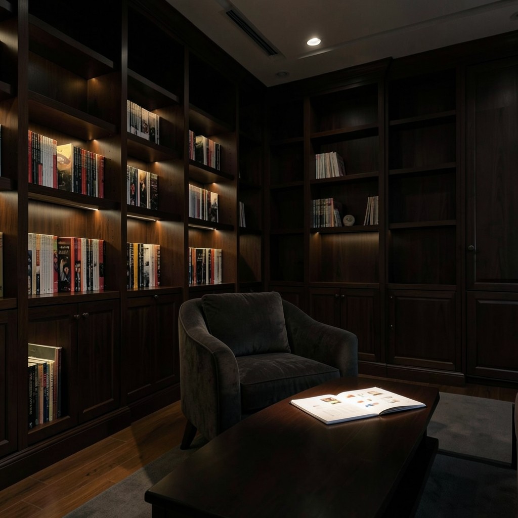 Quiet consulting studio in Samut Prakan with stacked magazines and chart portfolios